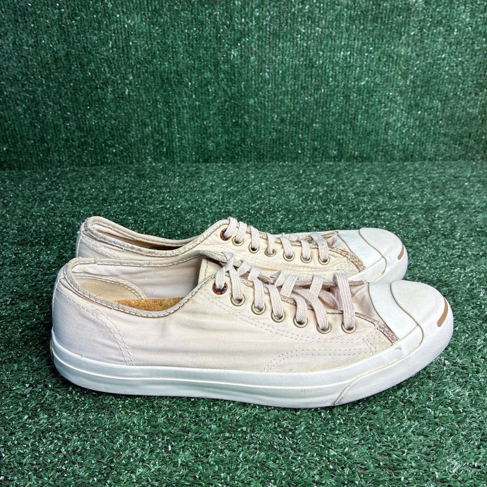 Converse Jack Purcell Canvas Low Top Classic Sneakers Cream Mens 9.5 Womens 11.0